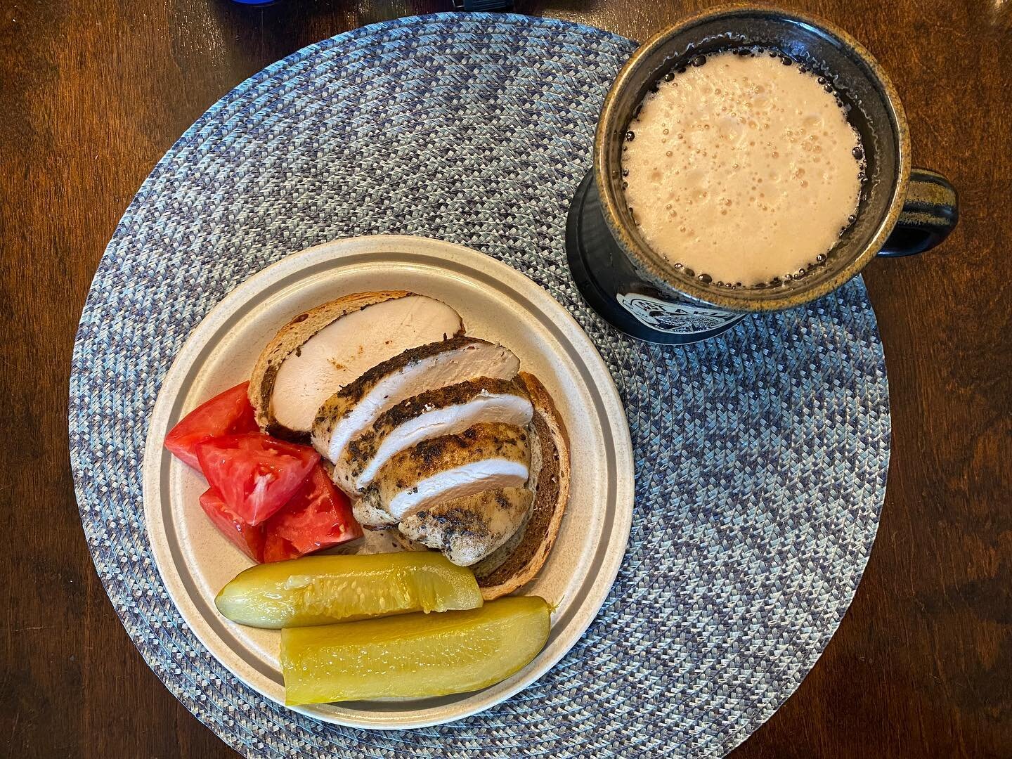 #hobbitday2022 
Luncheon: Herb roasted chicken with marbled rye, pickles, tomato, and stout. 
#eatlikeahobbit