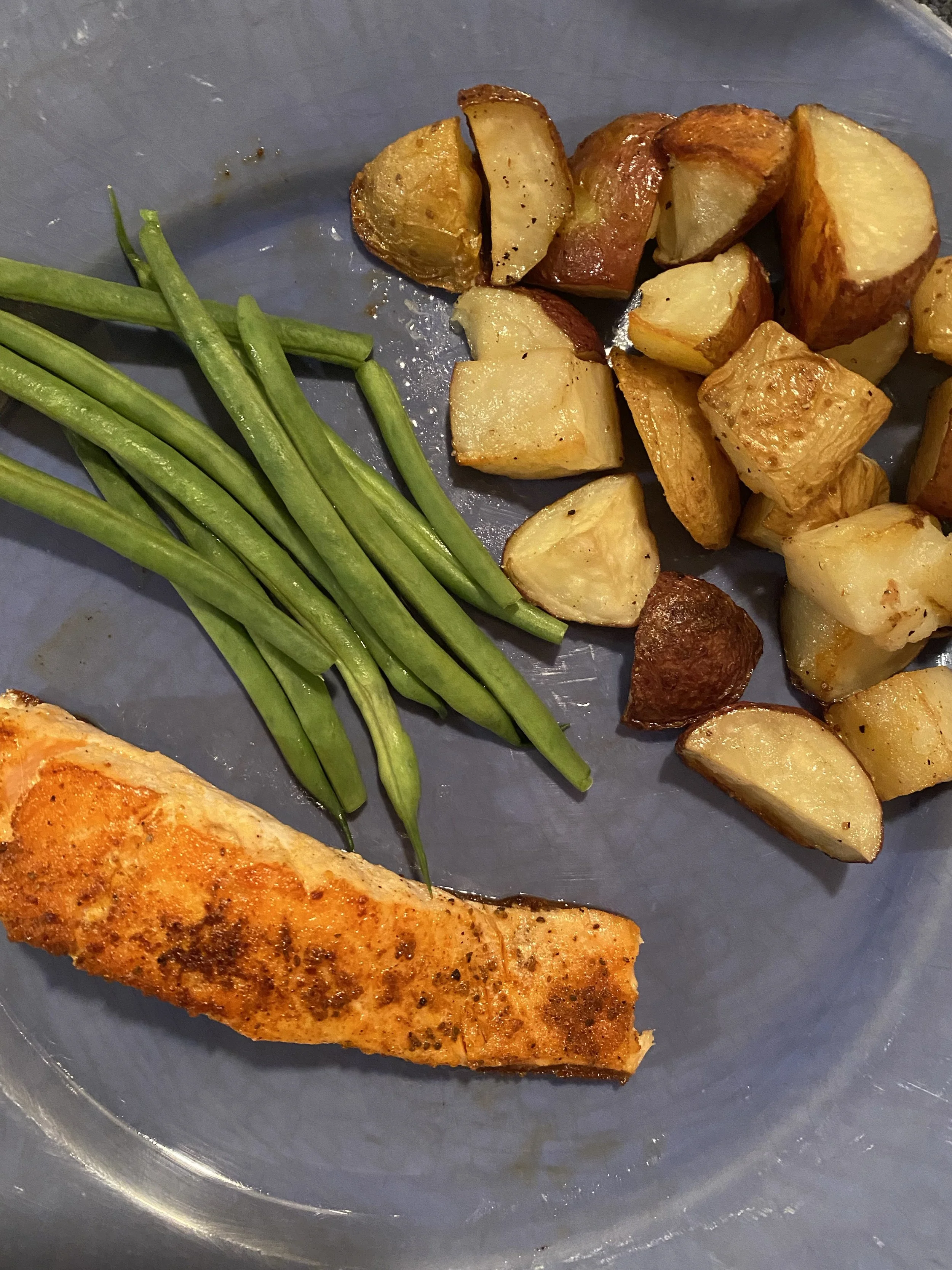 Recipes: Garlic Roasted Potatoes and Restaurant - Style Pan Seared Salmon