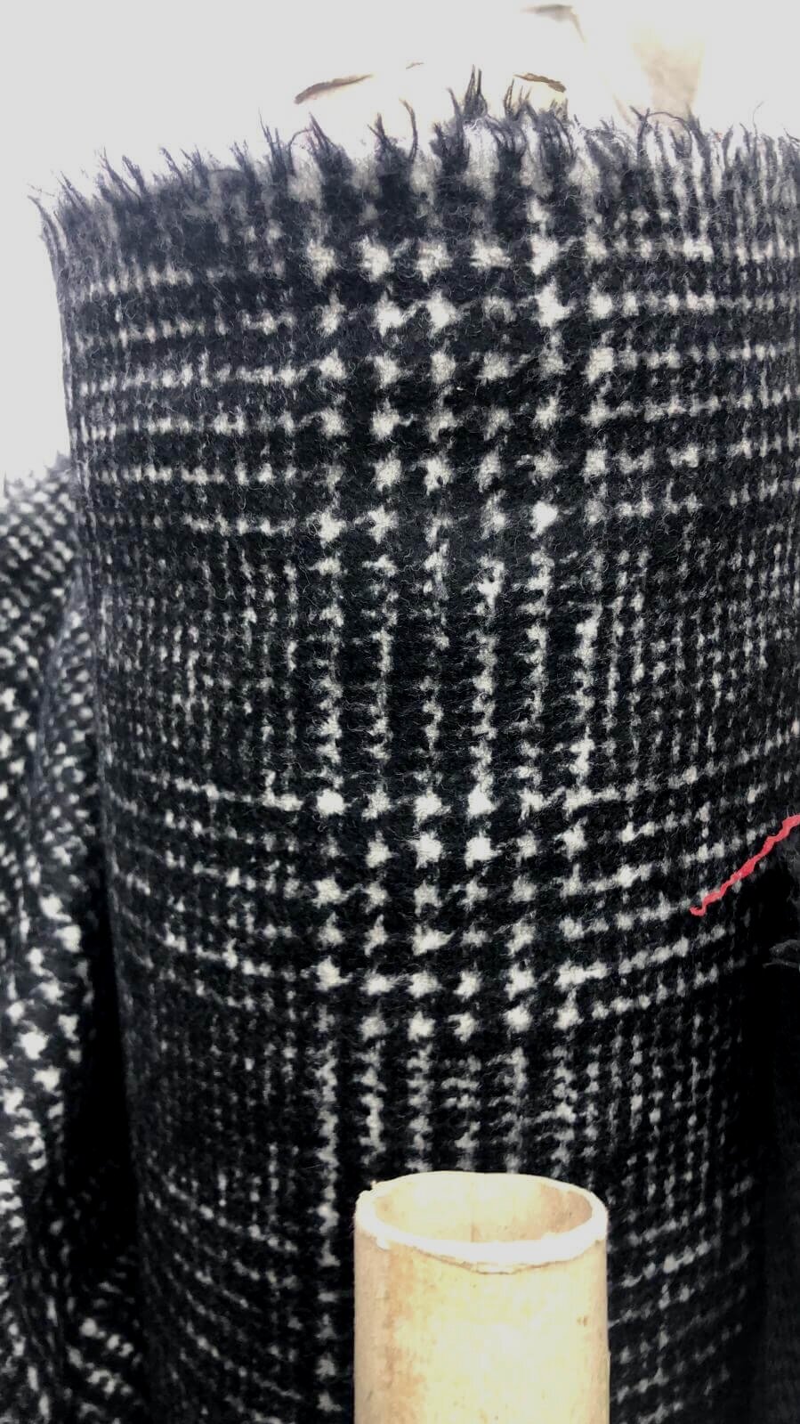 black and white check baby llama woolen fabric - roll
