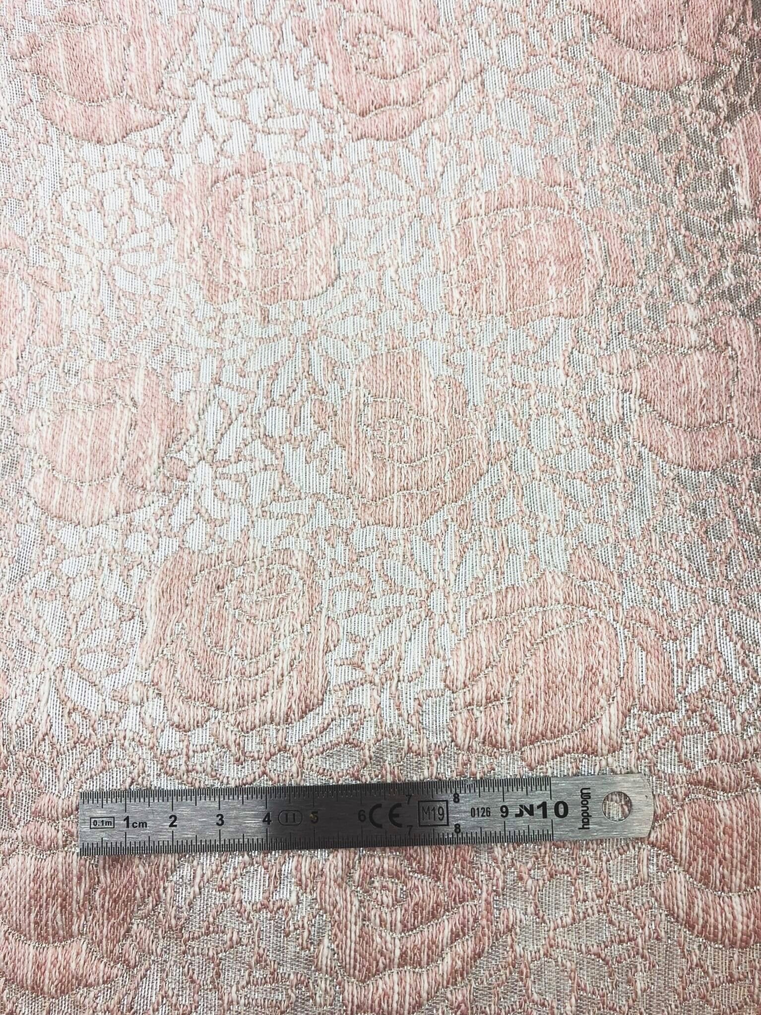 tissu Brocart soie rose et argent - mesures