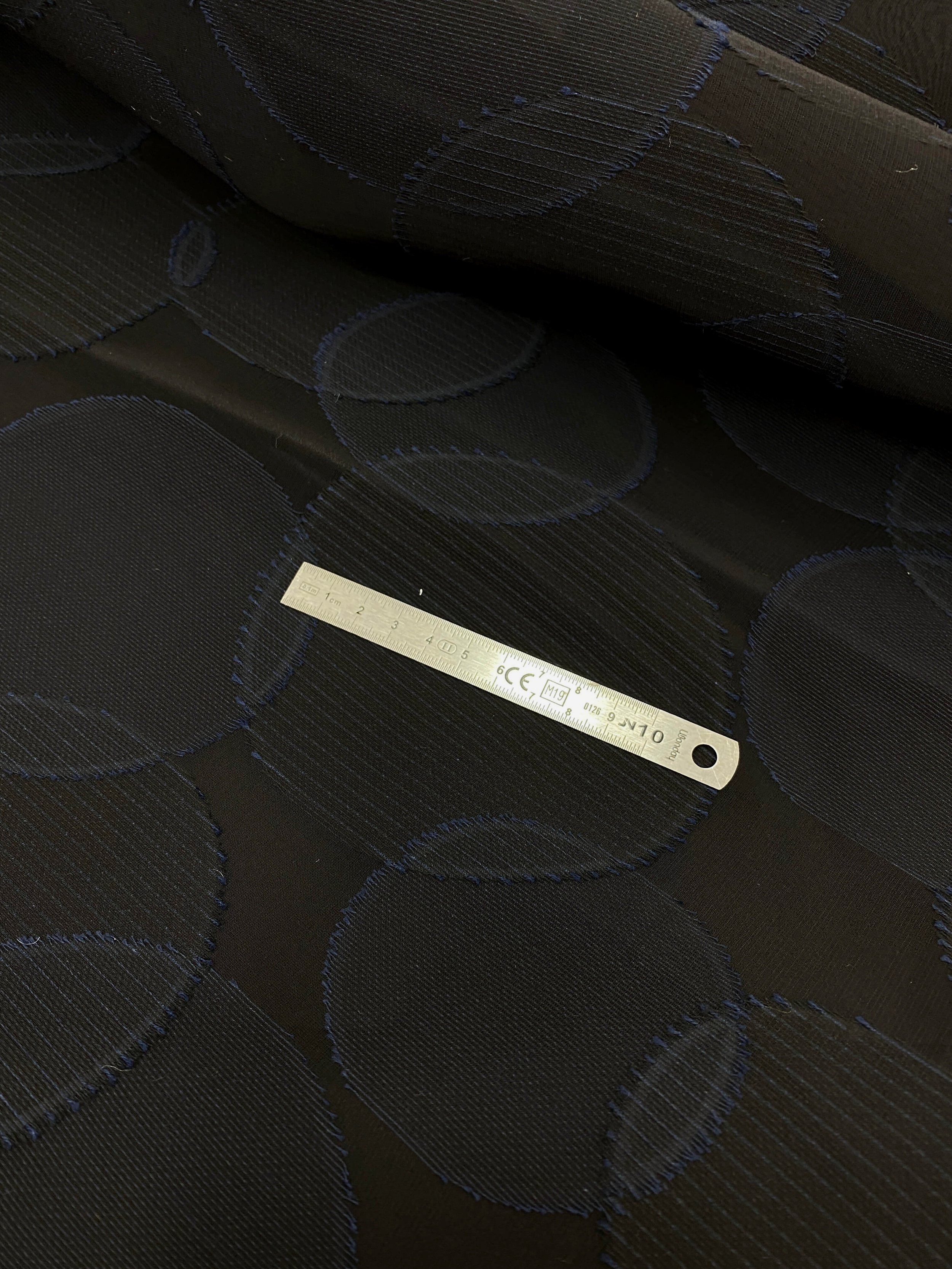 double organza silk fabric devoured blue and black - measurements