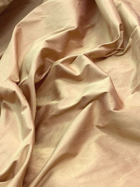 Yellow, gold and pink two-tone wild silk fabric - drape