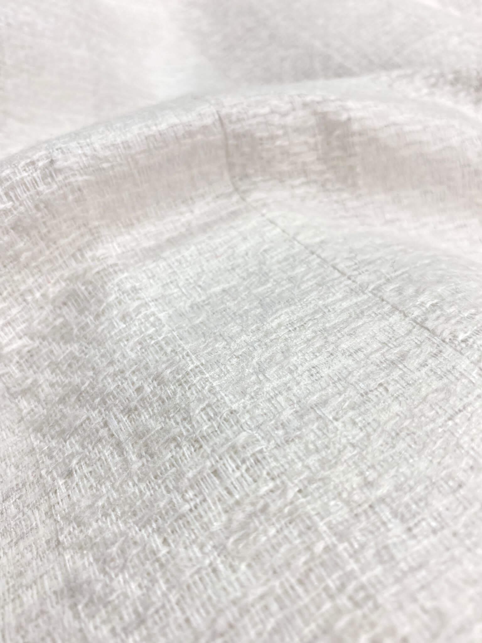 Tweed white herringbone fabric