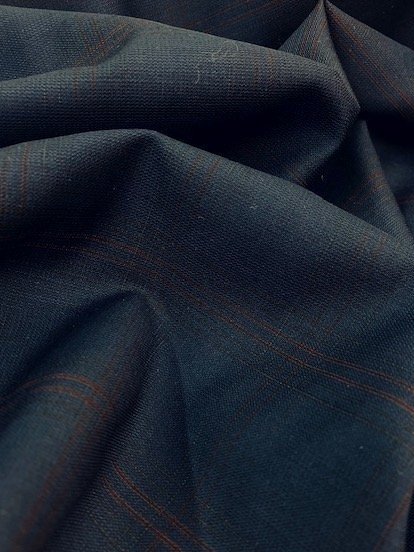 tissu Laine à carreaux bleu marine - drapé