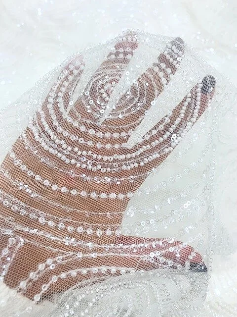 Gants Longs En Tulle Blanc Avec Perles - 2 Paires 2 Styles - Pour Robe De Mariée, Opéra Ou Soirée - Manches Longues élégantes