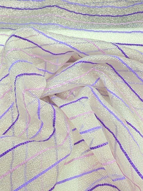 purple striped organza fabric - draped
