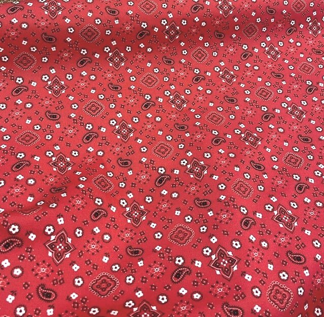 Tissu Gabardine de coton imprimé rouge et noir - entier