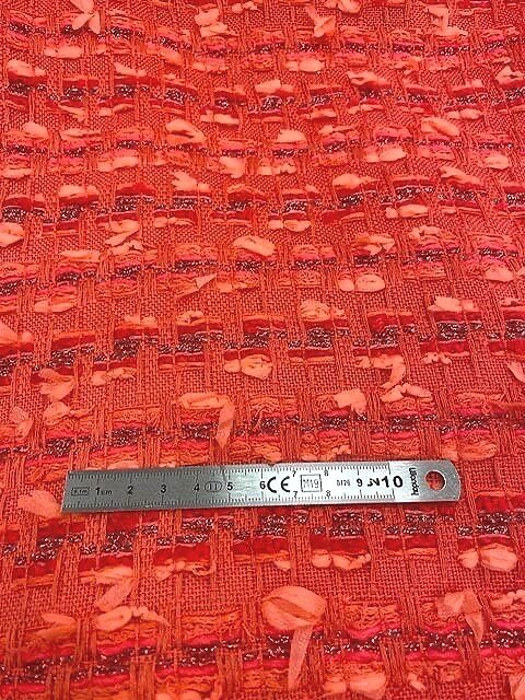 Tissu Tweed de coton et laine à carreaux rouge coquelicot - mesures