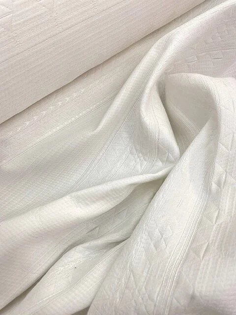 Caftan Brocard Organza Brocart Tissu Modele Off-white Cotton