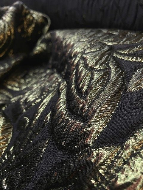 Tissu brocart noir, motifs cachemires - Generaldiff