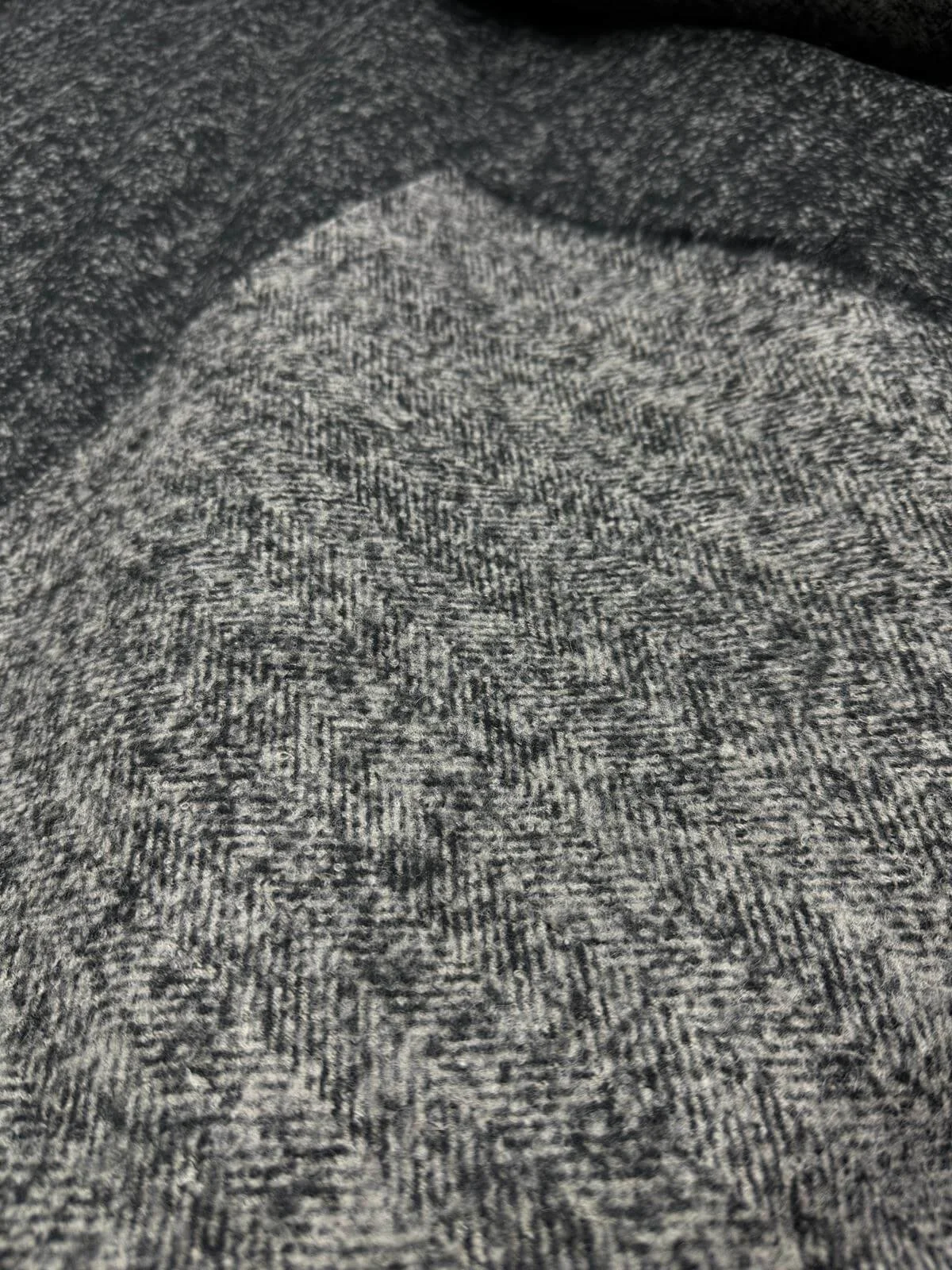 Grey herringbone cashmere fabric