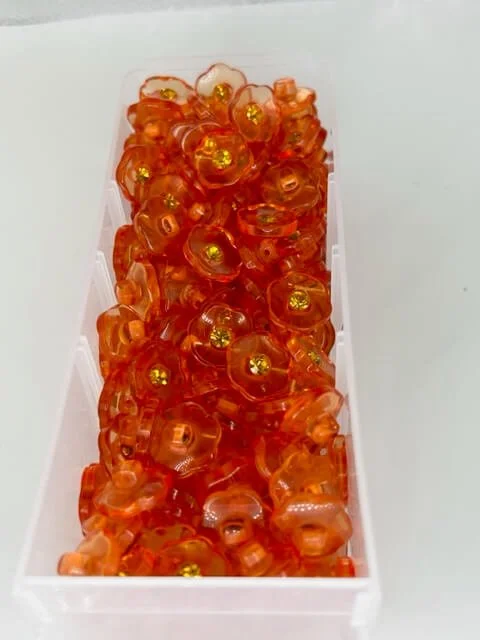 Bouton fleur cristal orange petit - entier