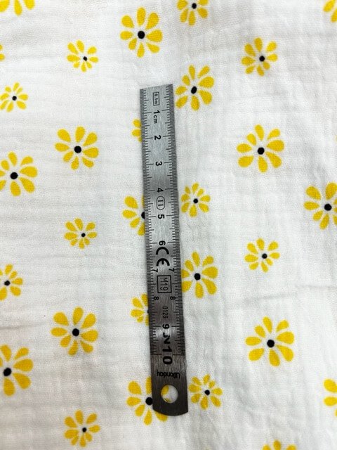 Floral cotton gauze fabric coupon - measurements