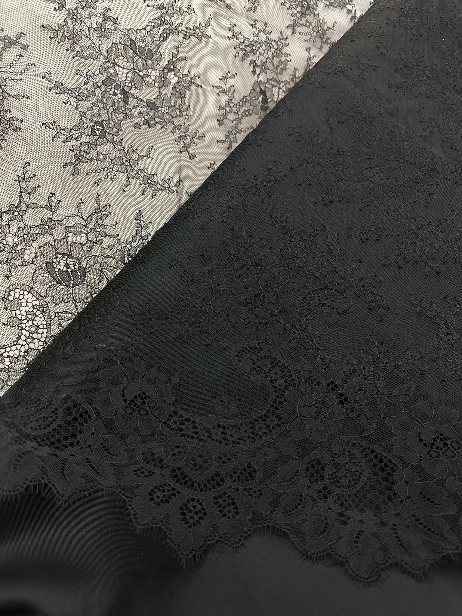Black chantilly calais lace - photo