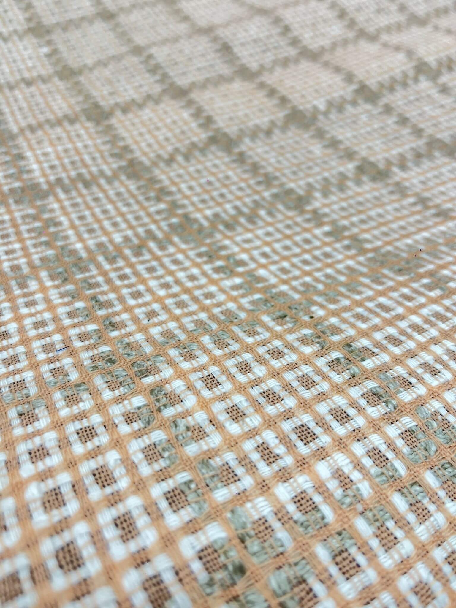 Tweed plat à gros carreaux orange-entier