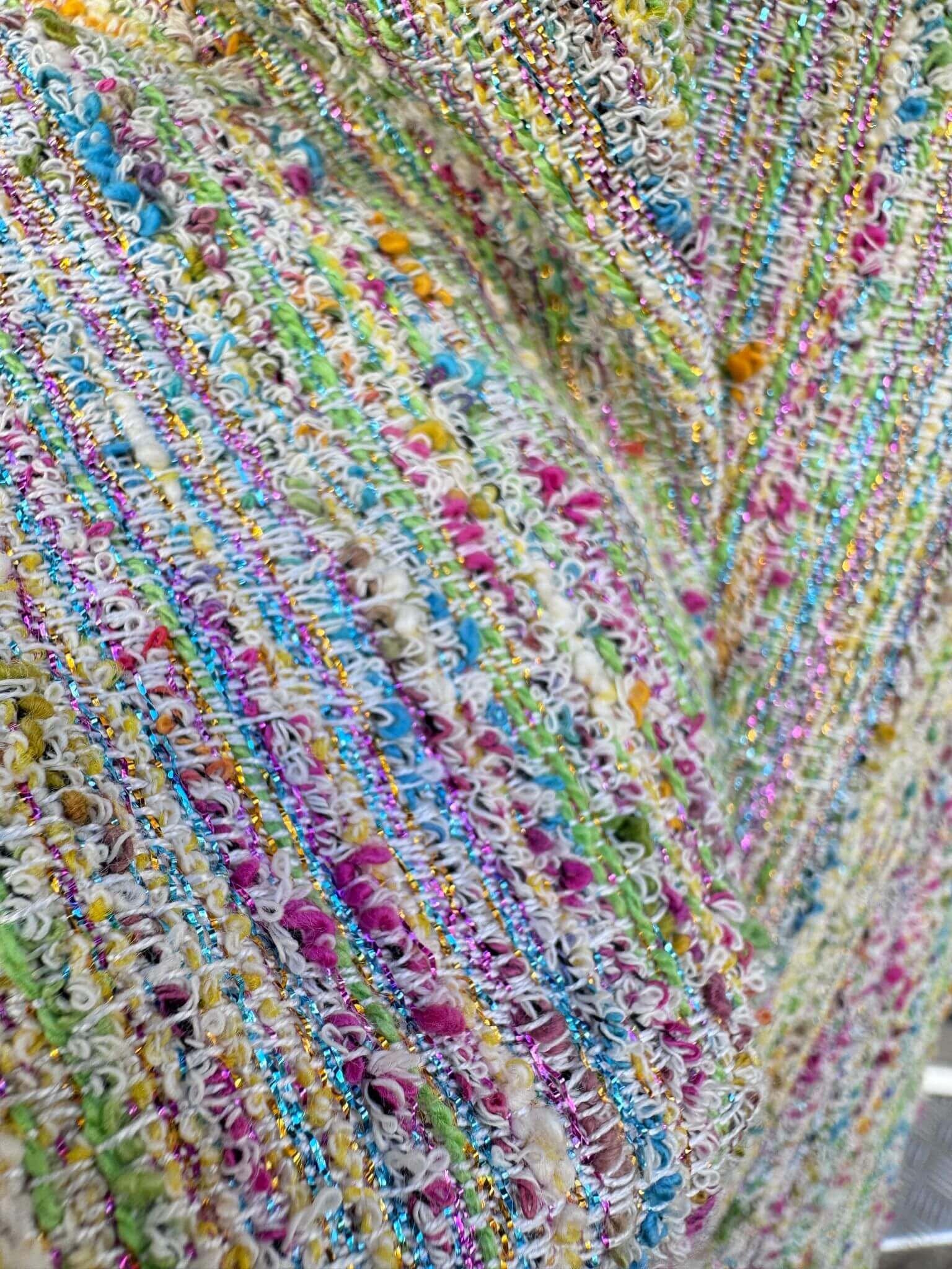 Tissu tweed multicolore blanc lamé