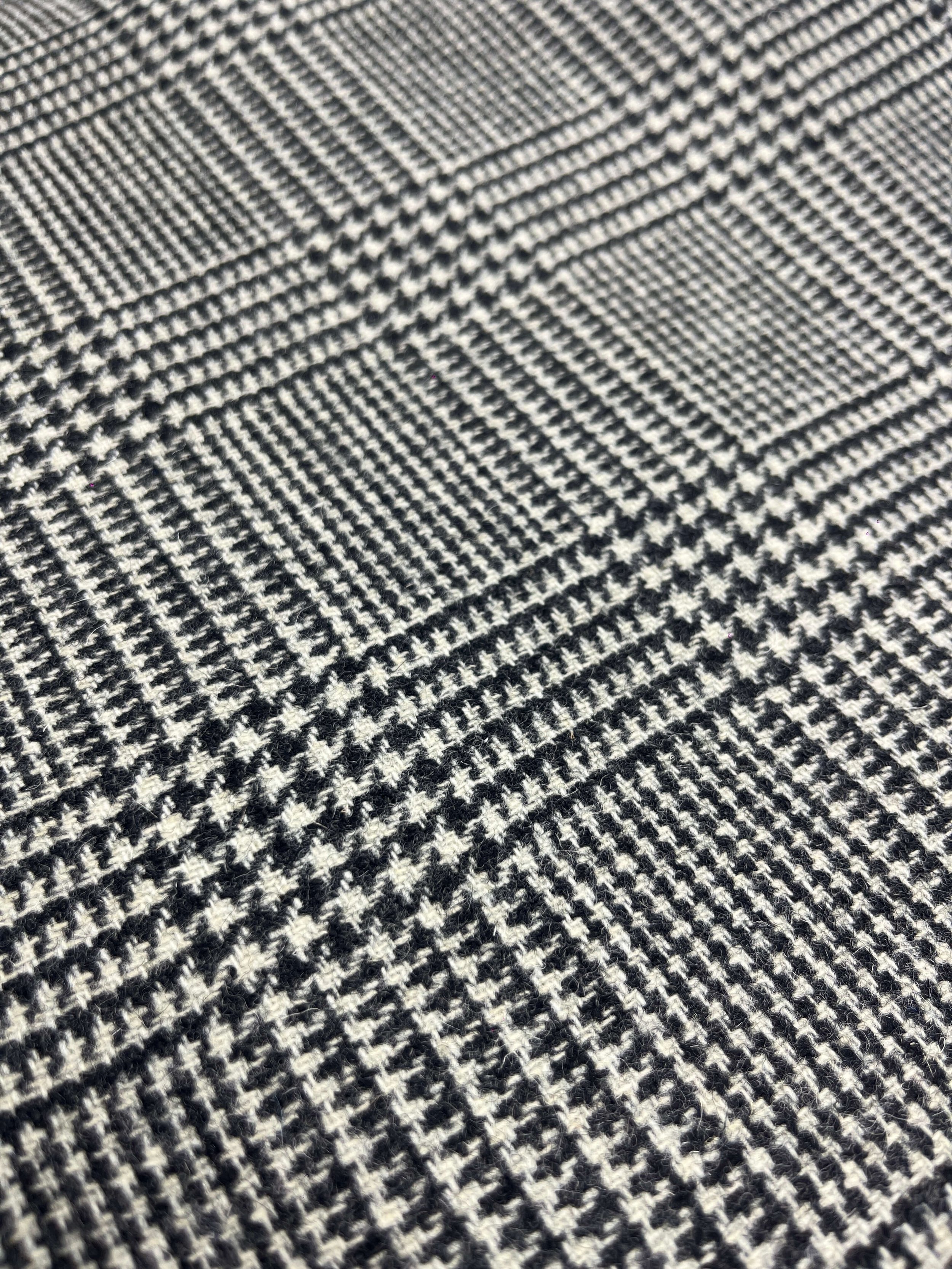 Tissu laine à pied-de-poule noir et beige-entier