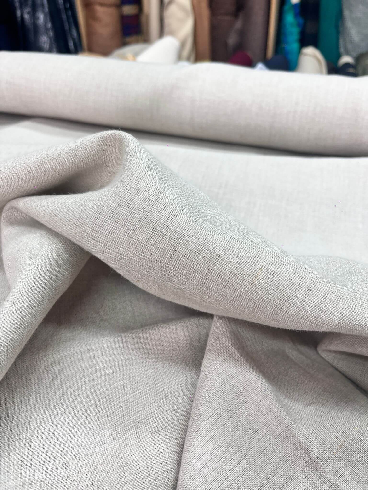 Tissu lin ficelle taupe
