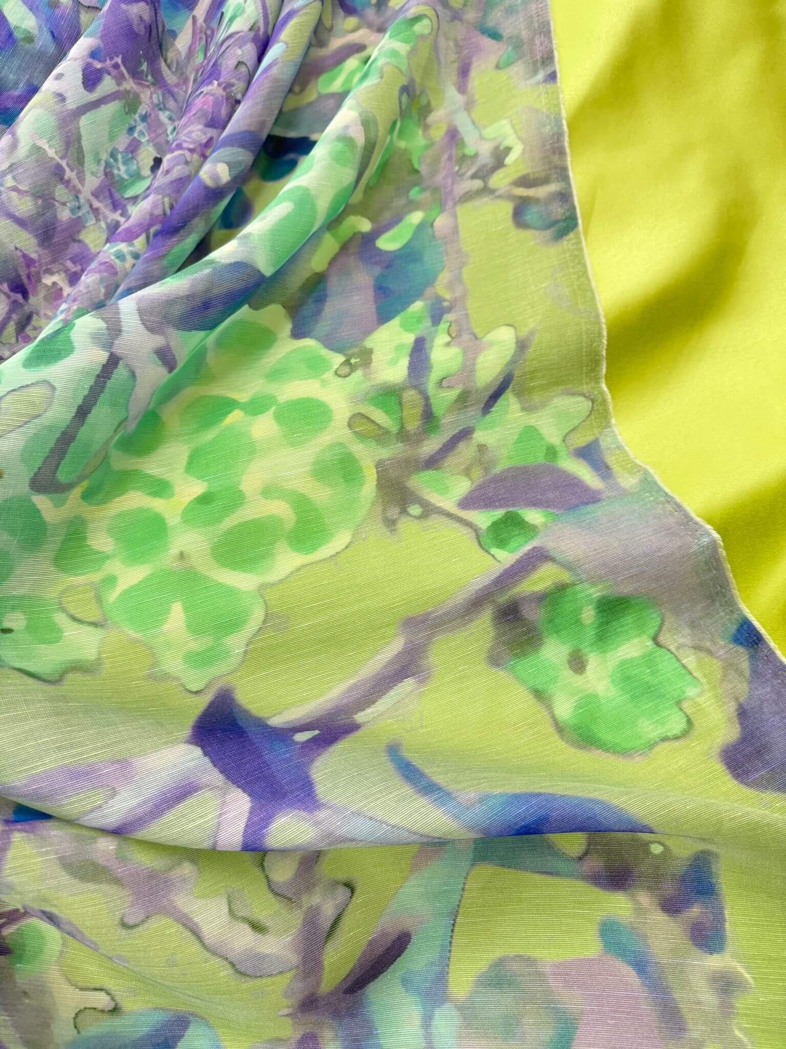 Organza de soie et lin-bordure