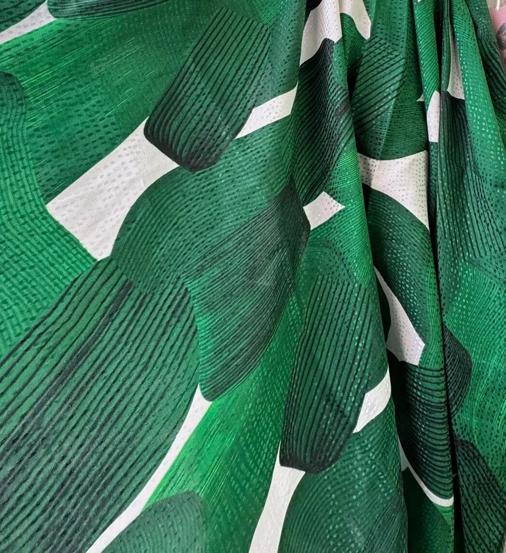Coupon De Tissu Jacquard Synthétique - 95 X 150 Cm - Vert - Neuf