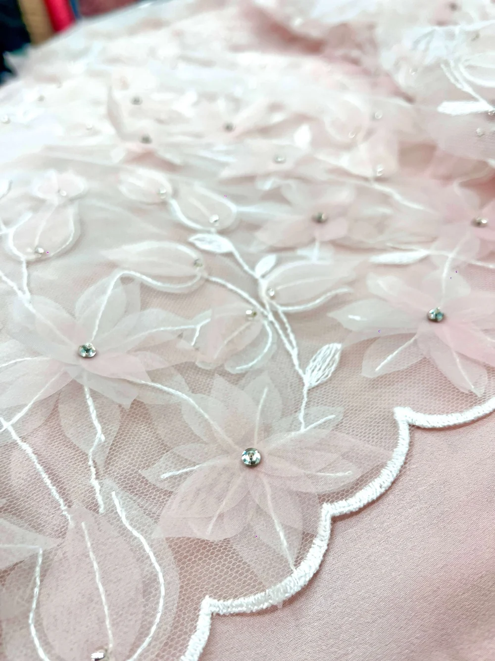sachin and babi light blue dress Pink Tulle 3D Flowers Long Prom Dress, Pink Long Graduation Dresses –  shopluu main image 0