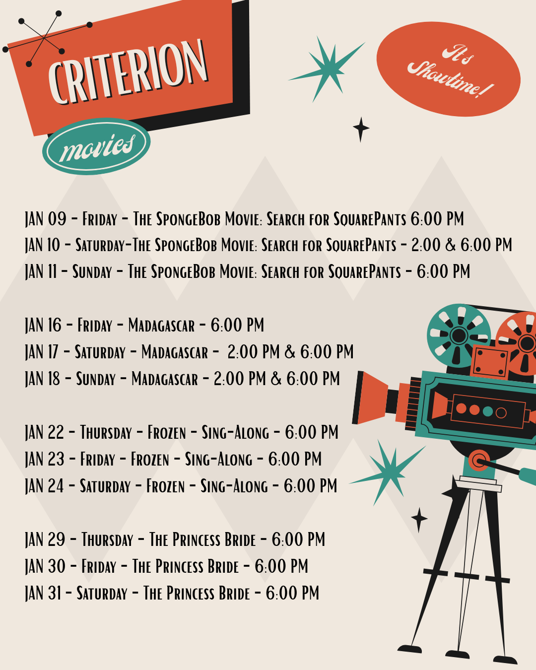 January 2026 Movie Screenings!