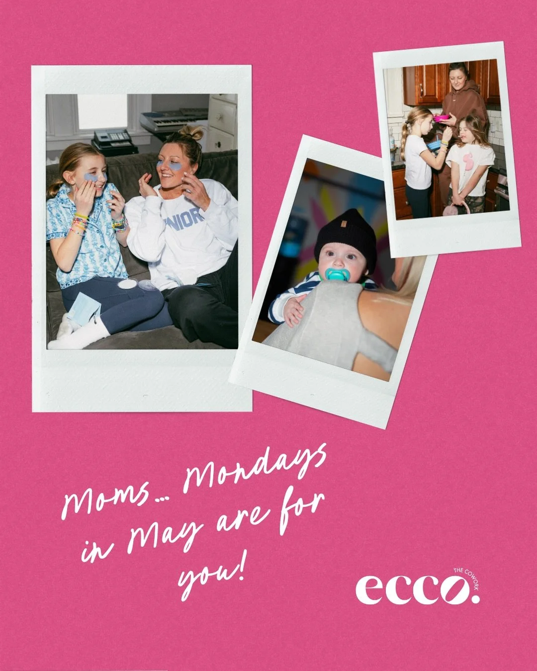 For Mother&rsquo;s Day, we wanted to celebrate by doing Mondays for Moms. Every Monday, if you are a mom, you can come work at the co-work space for free.

A little space to think, a place to sit down and finish something, or just a few hours that fe