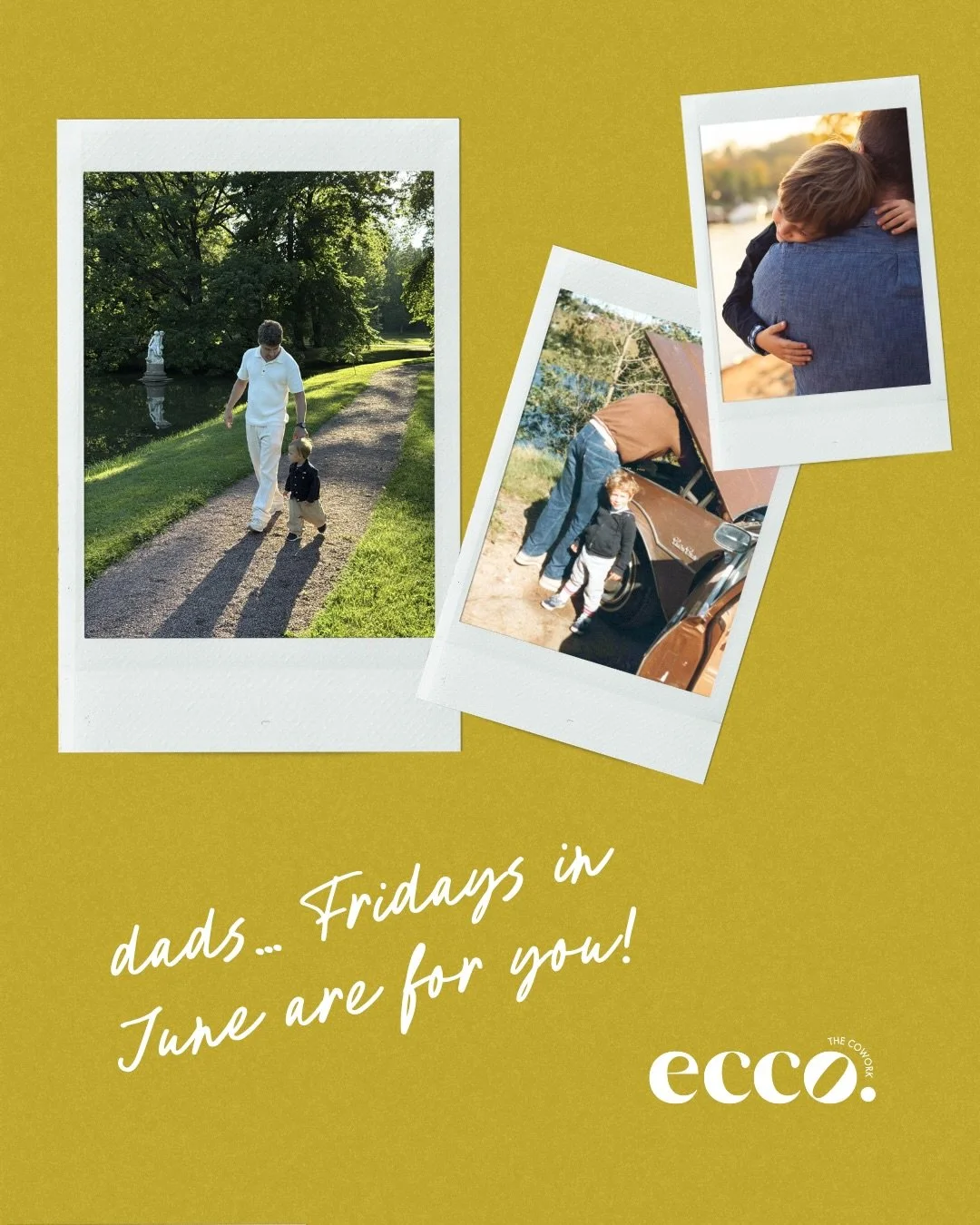 This month is for the dads. 🤍

For the entire month of June, we&rsquo;re opening our doors every Friday with complimentary co-working day passes for dads. Whether it&rsquo;s catching up on work, taking a breather, having a quiet coffee, or simply ge