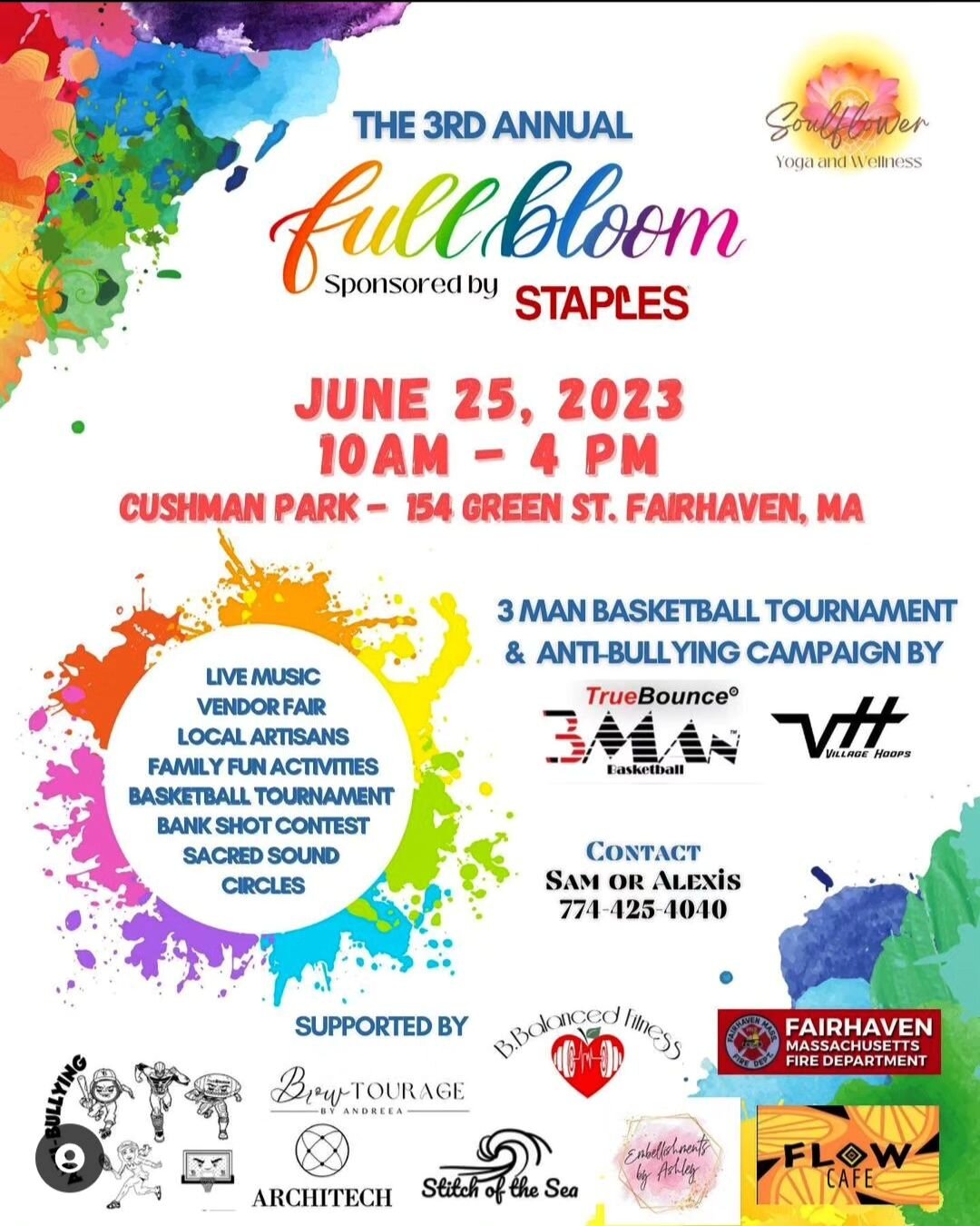Taken from my Facebook page: 

Friends! Looking for something to do tomorrow? If so, check out this awesome event that is happening at Cushman Park in Fairhaven, MA from 10am to 4pm, which is being hosted by @soulfloweryogawellness and sponsored by @