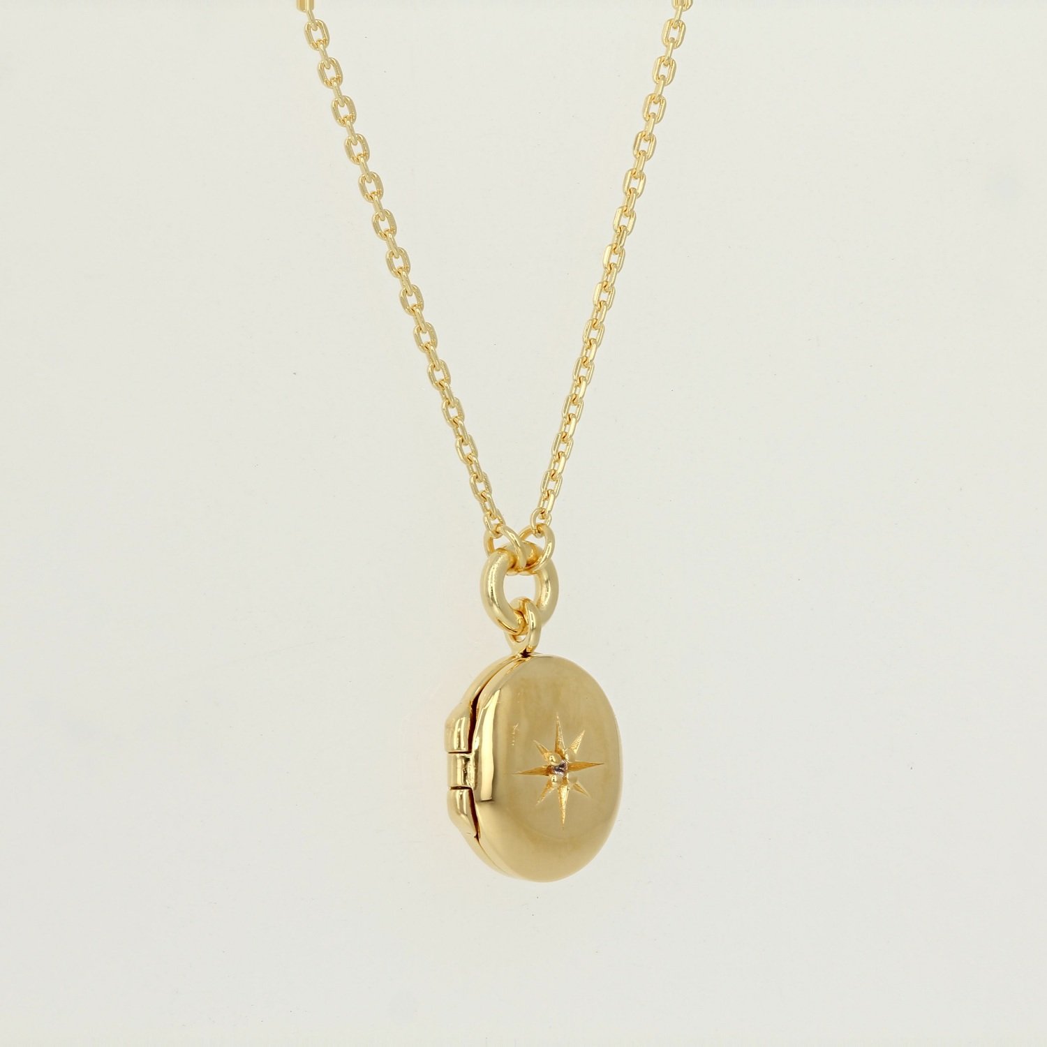 sterling and gold vermeil star set sapphire locket pendant necklace