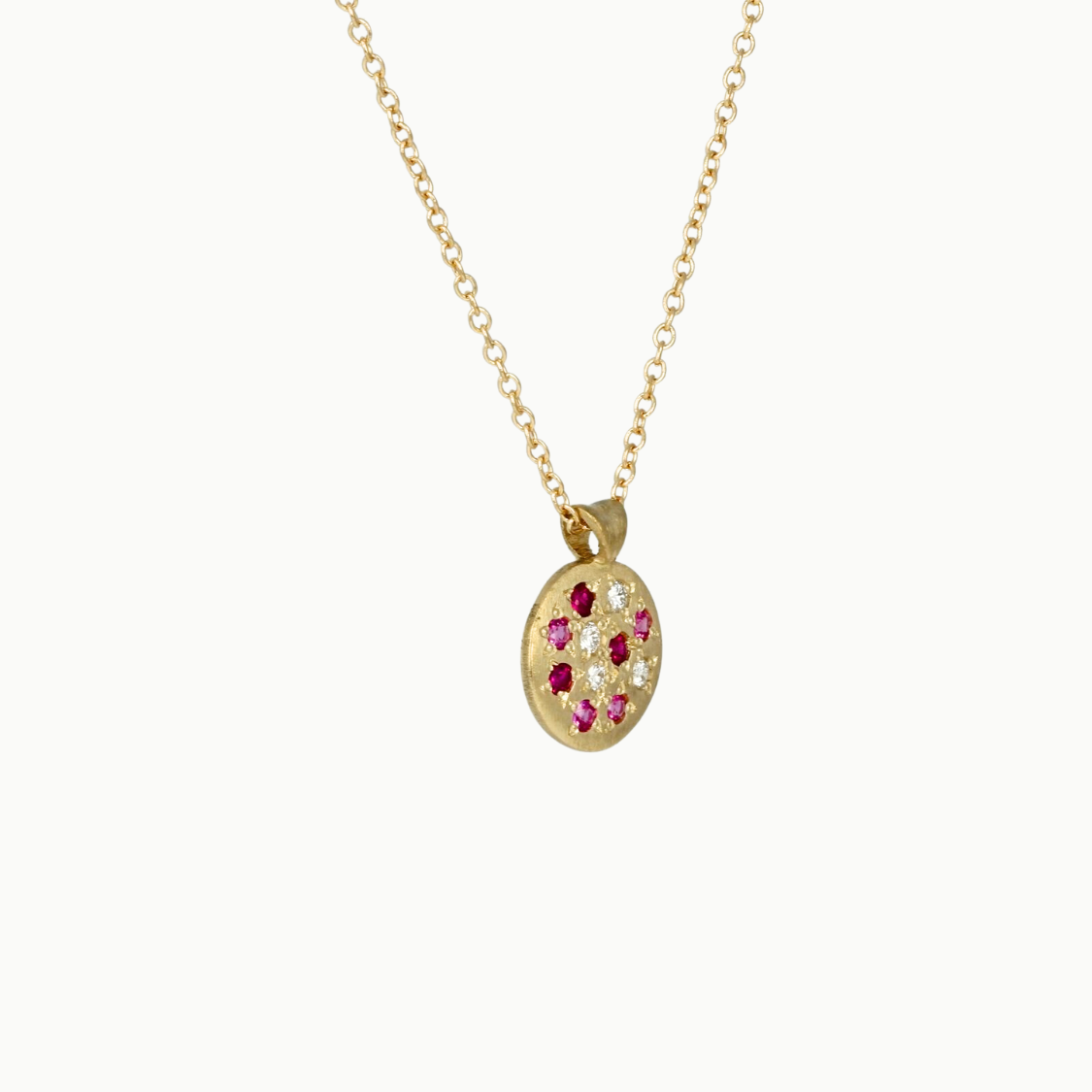 18k yellow gold ruby and diamond tidal pool pendant necklace
