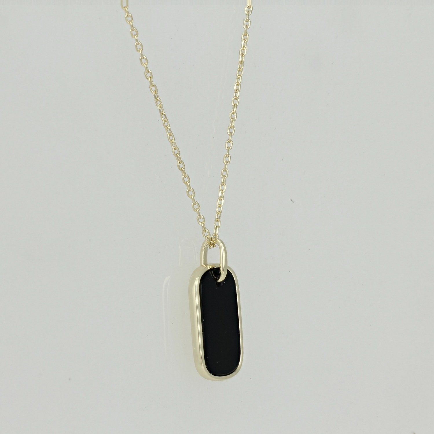 sterling silver gold vermeil rectangle bezel set onyx dog tag pendant necklace