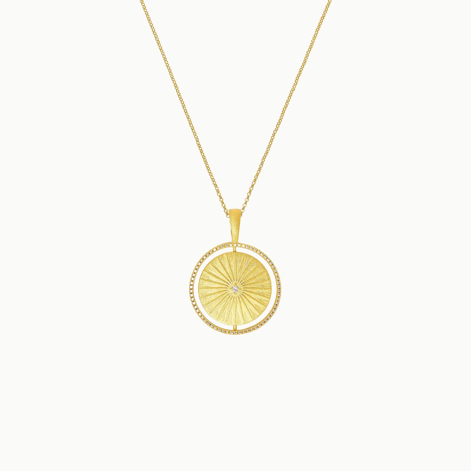 sterling silver 24k gold plate cubic zirconia cz sun moon spinner necklace