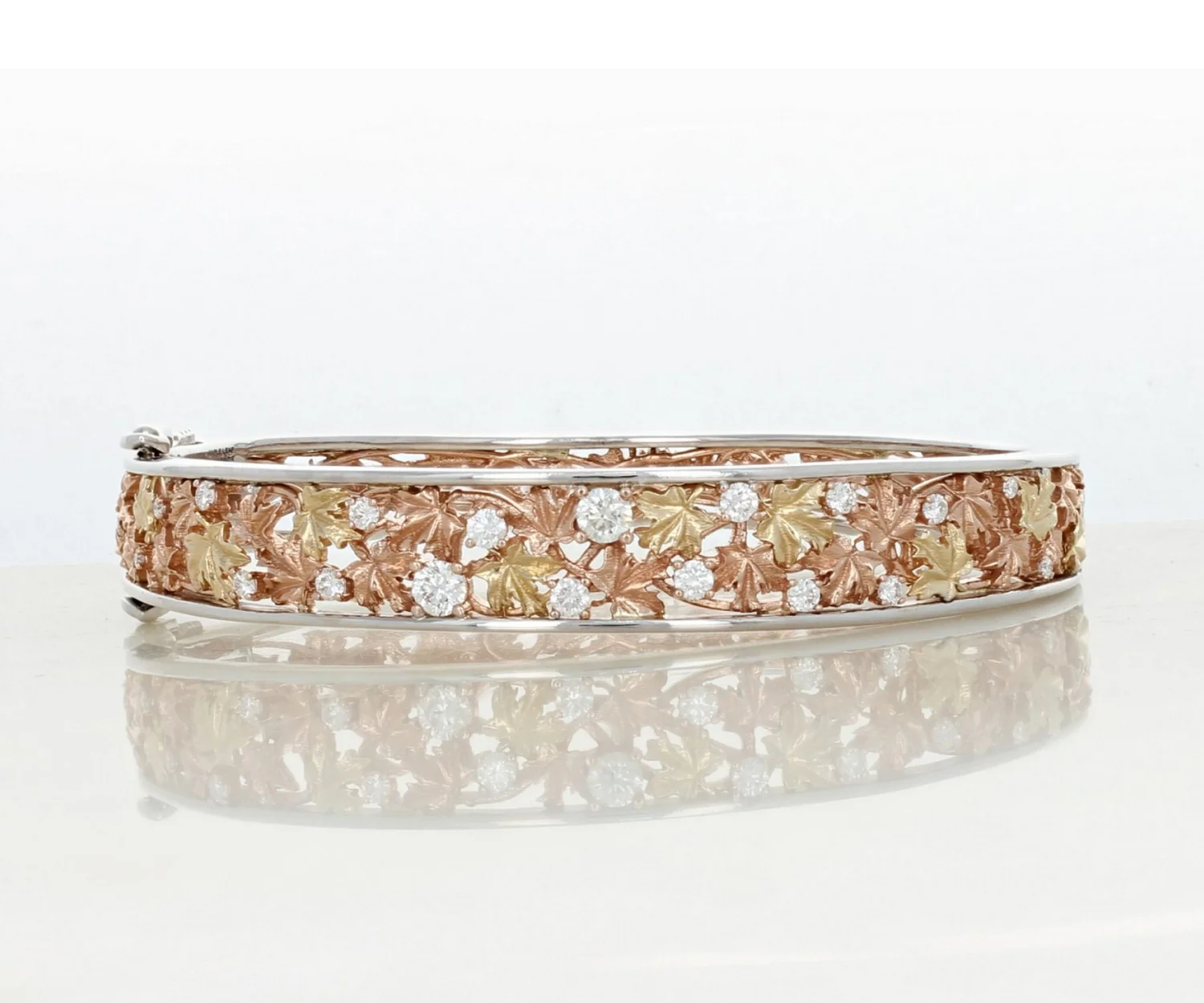 14k Maple Leaf Diamond Cuff — FireWorks Gallery