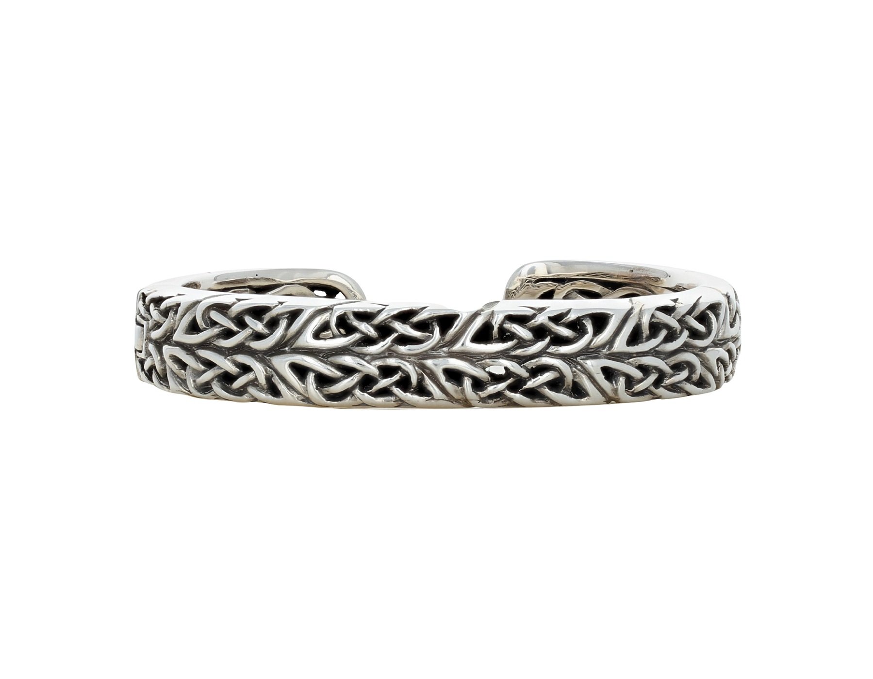 Sterling silver hinged celtic knot scottish bangle bracelet cuff