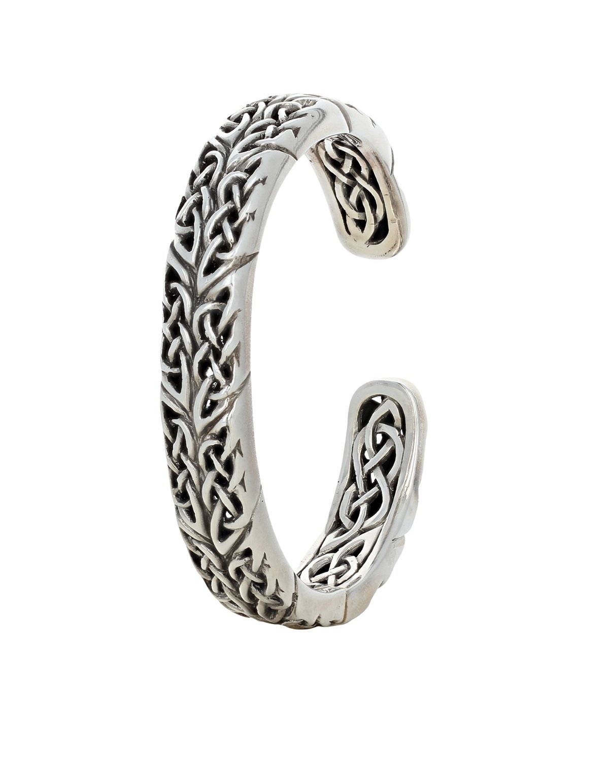 Sterling silver hinged celtic knot scottish bangle bracelet cuff