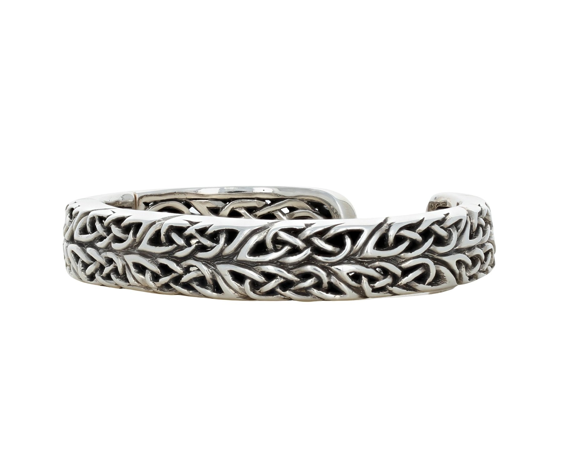 Sterling silver hinged celtic knot scottish bangle bracelet cuff