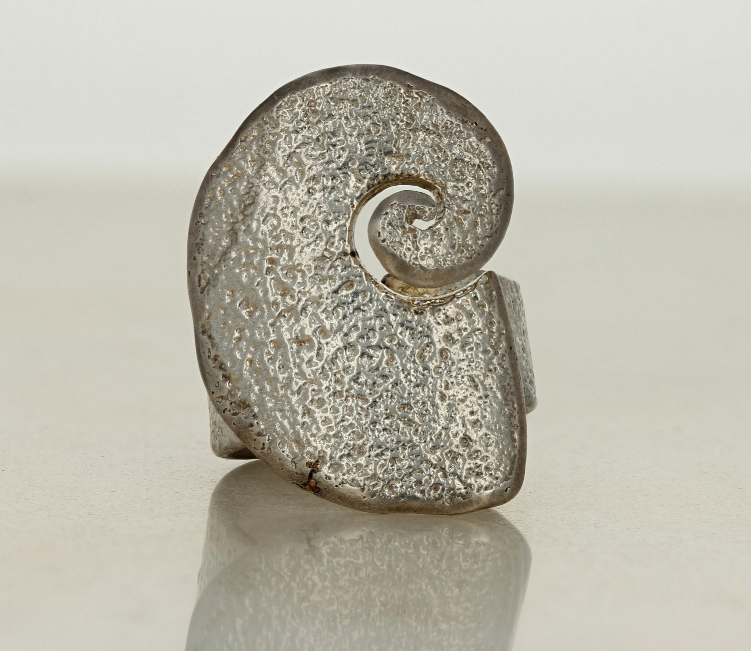 textured sterling silver shell ring