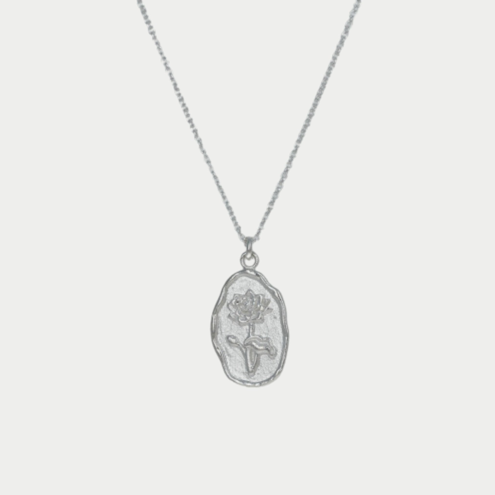 sterling silver July birth flower waterlily necklace pendant