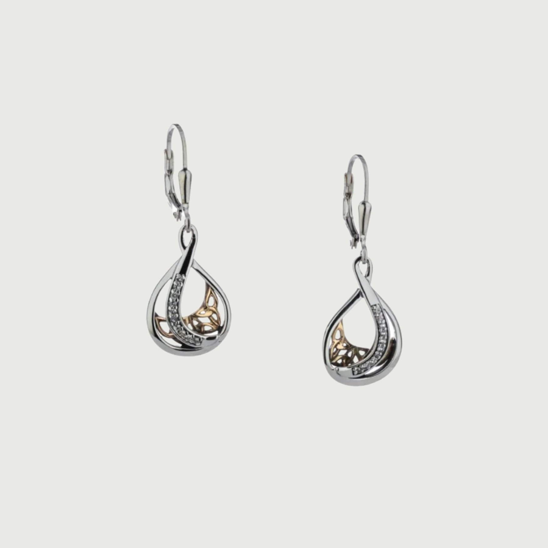 sterling silver 10k yellow gold white sapphire accented teardrop drop dangle earrings