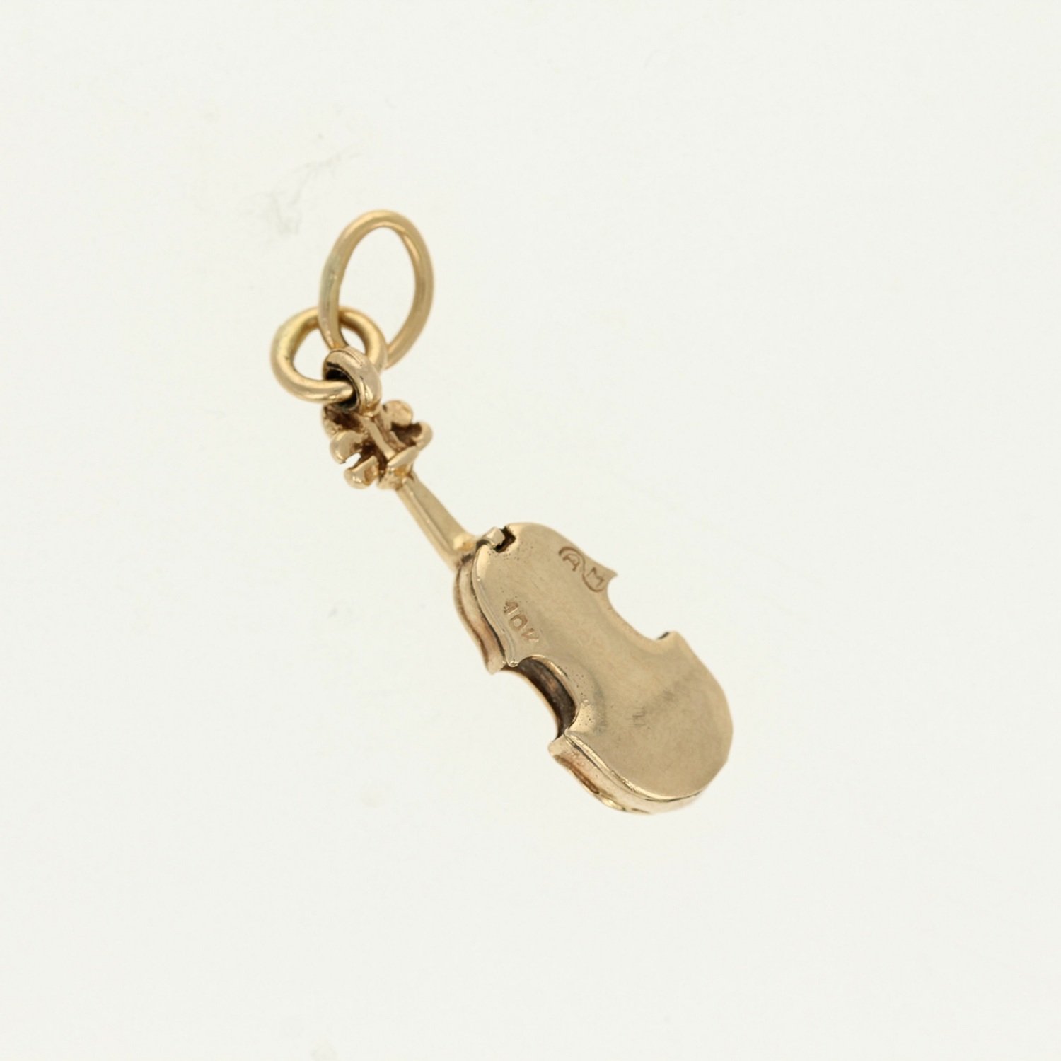 Vintage estate 10k yellow gold violin charm pendant