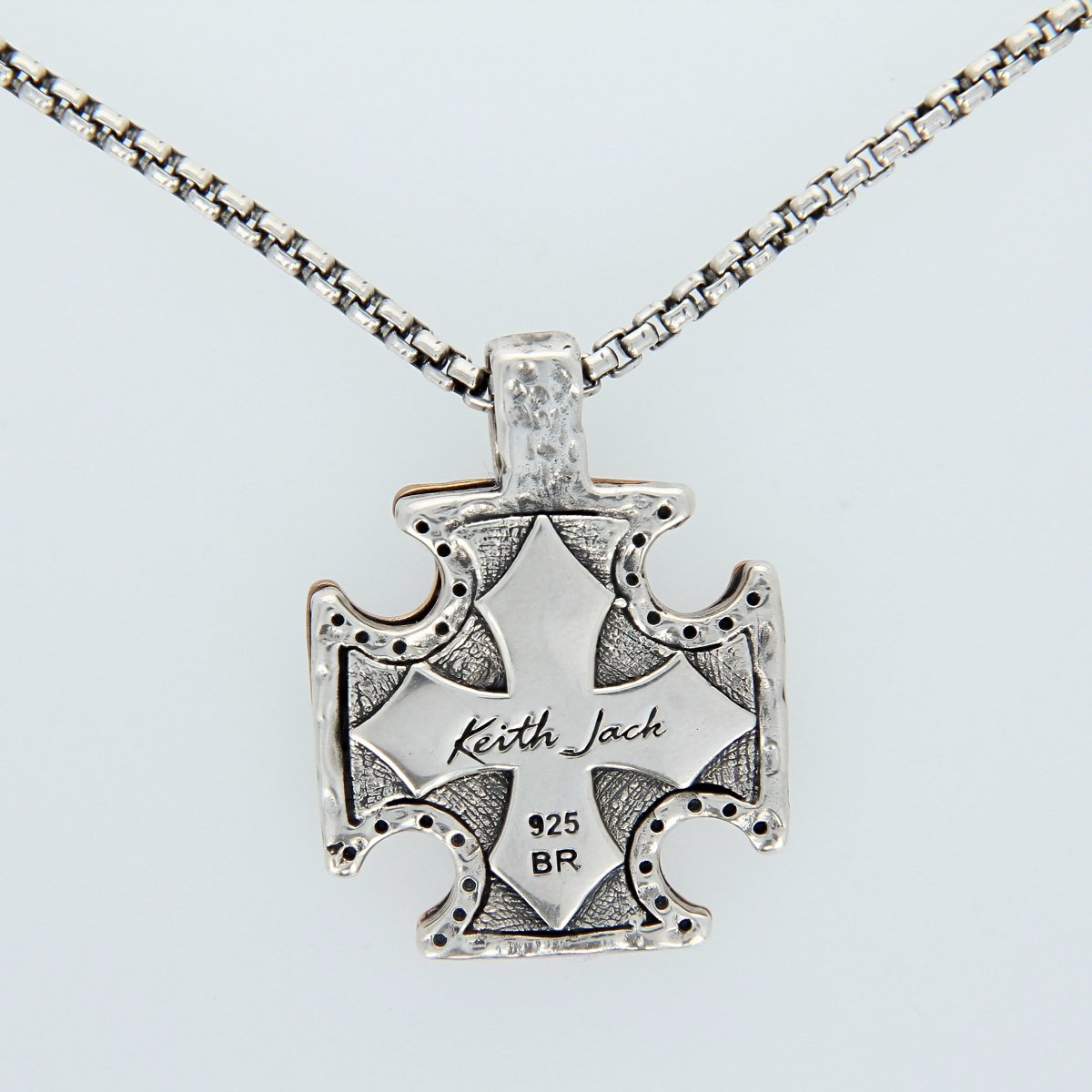 oxidized sterling silver bronze bikers cross men's necklace pendant