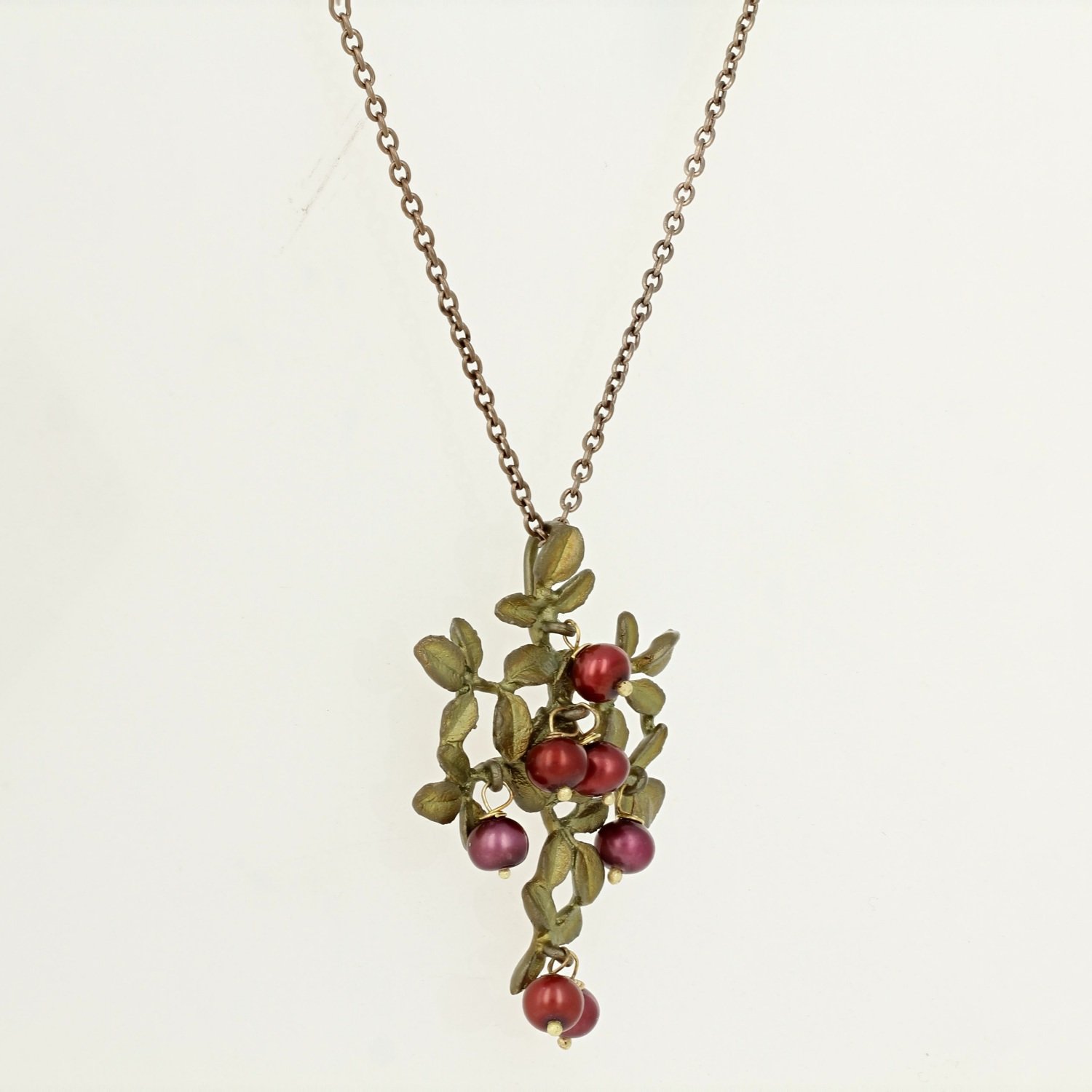bronze patina fresh water pearl cranberry necklace pendant