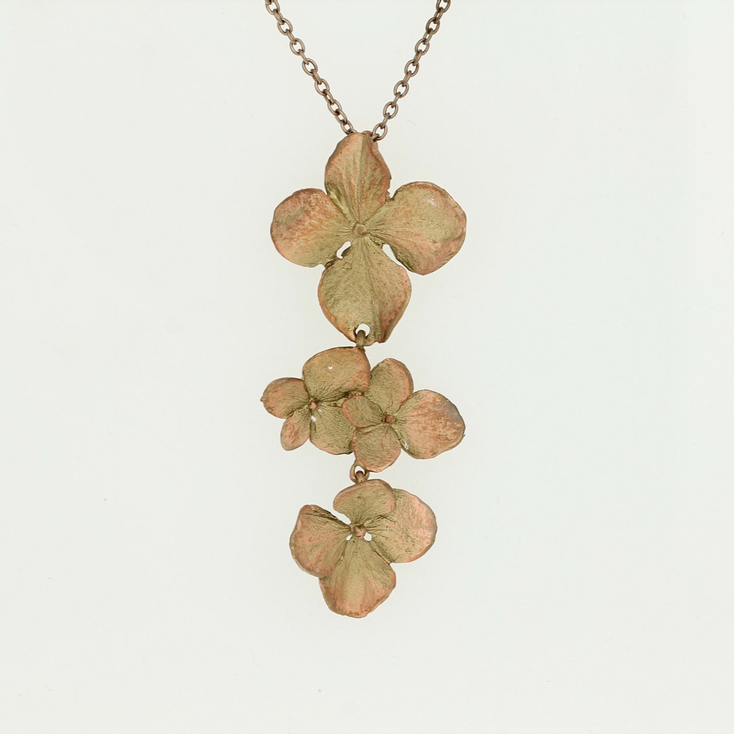 bronze patina hydrangea flower necklace pendant