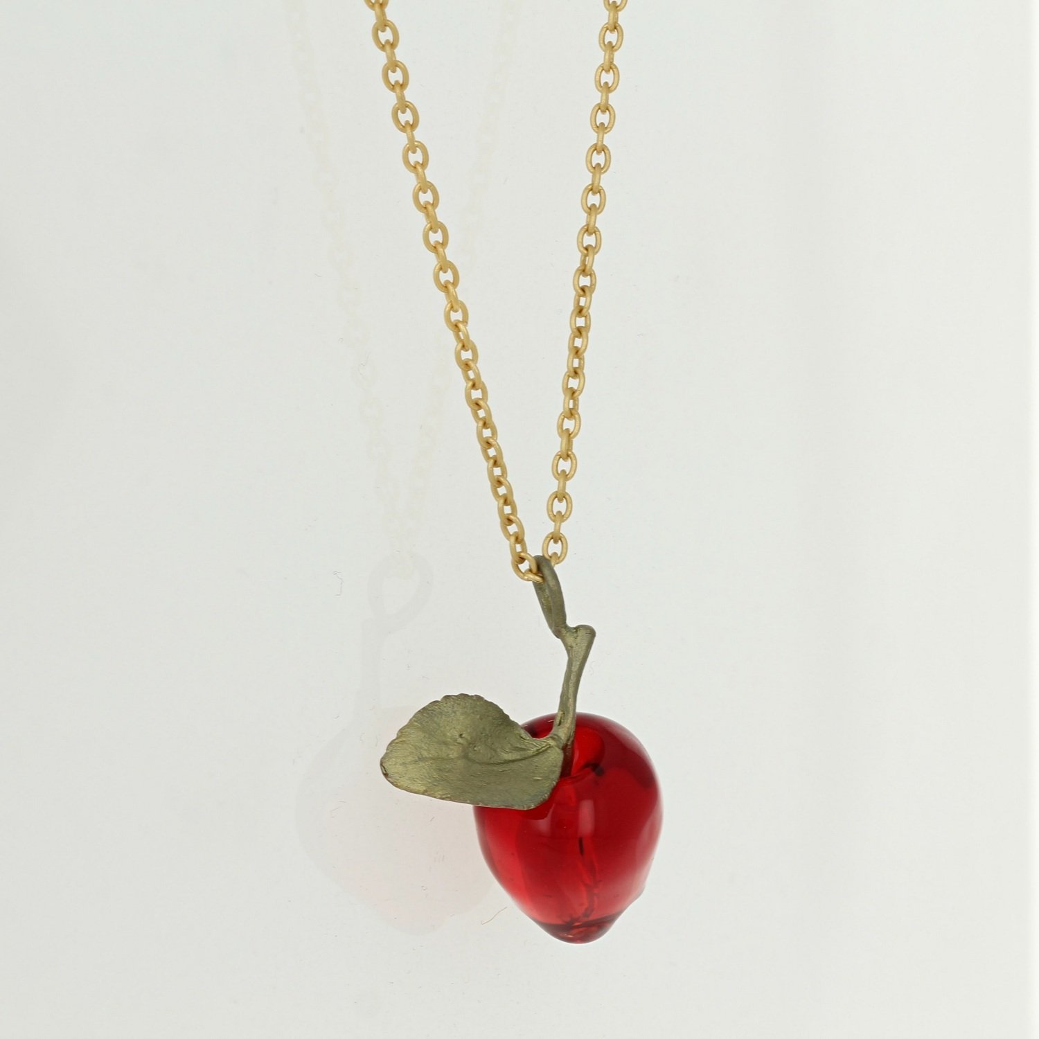 bronze patina hand fired glass apple necklace pendant