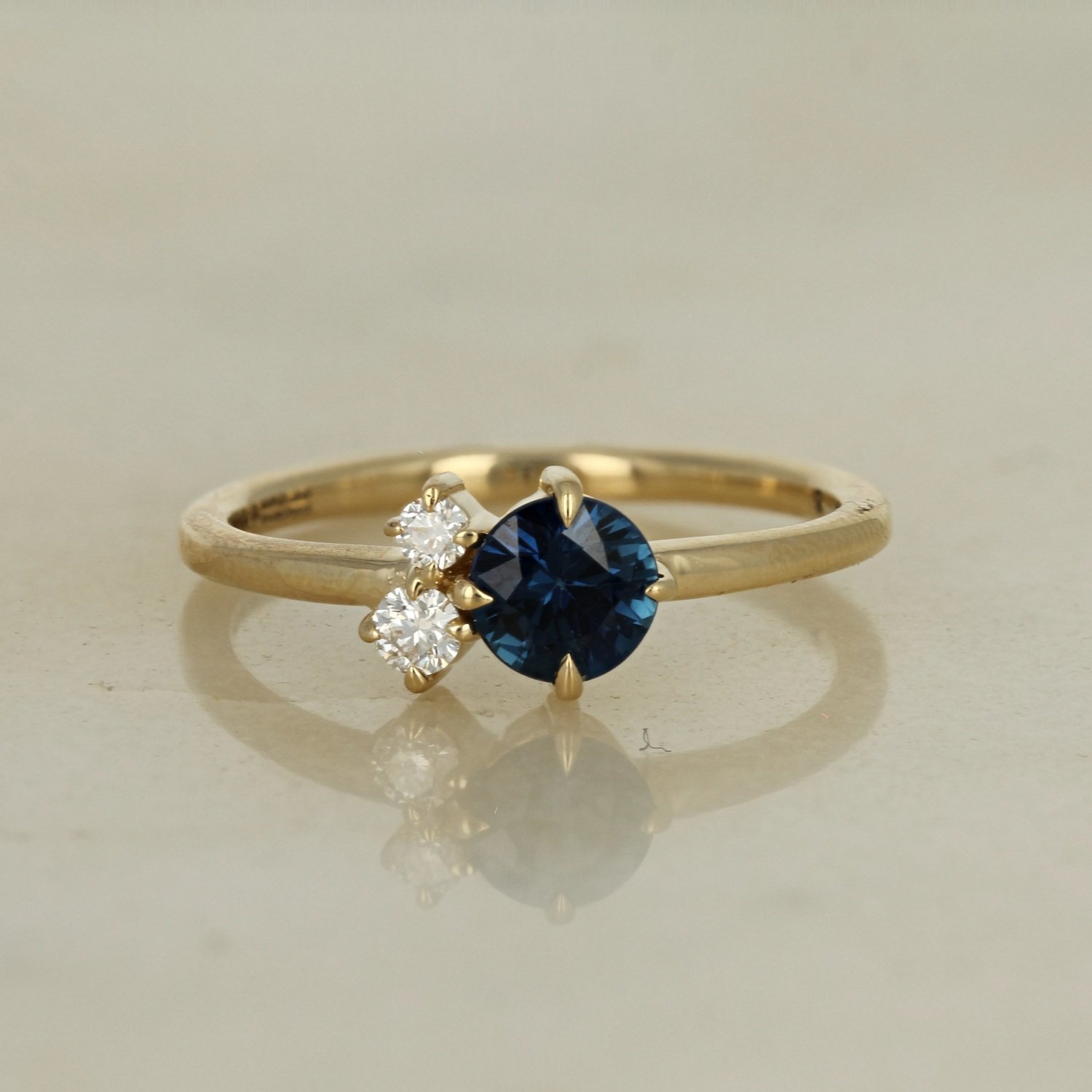 14k yellow gold sapphire diamond engagement ring
