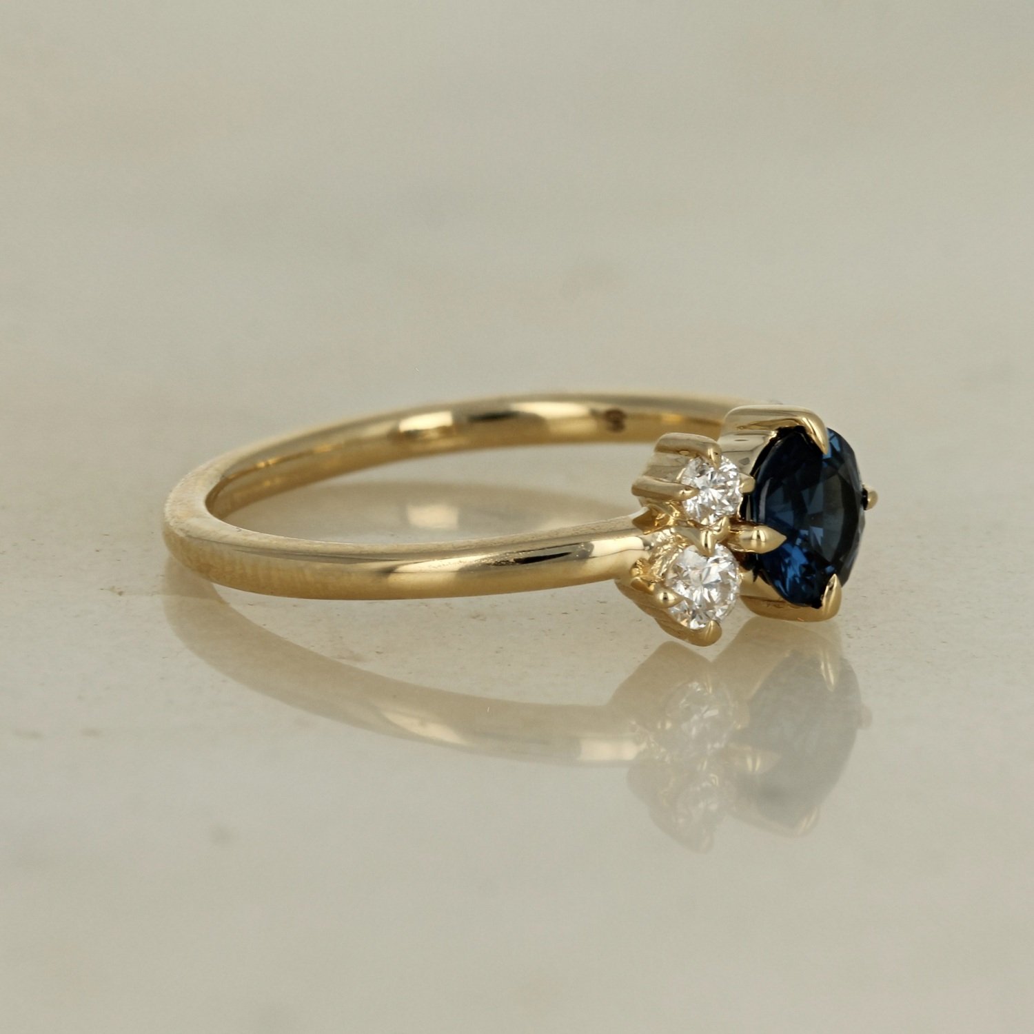 14k yellow gold sapphire diamond engagement ring
