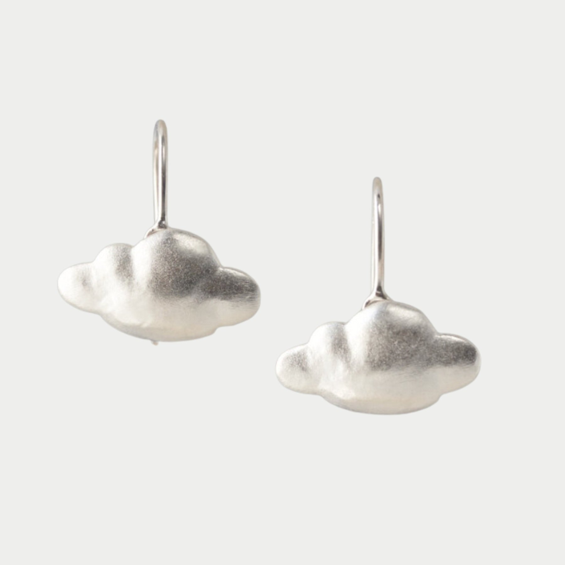 sterling silver brushed finish cloud drop earrings