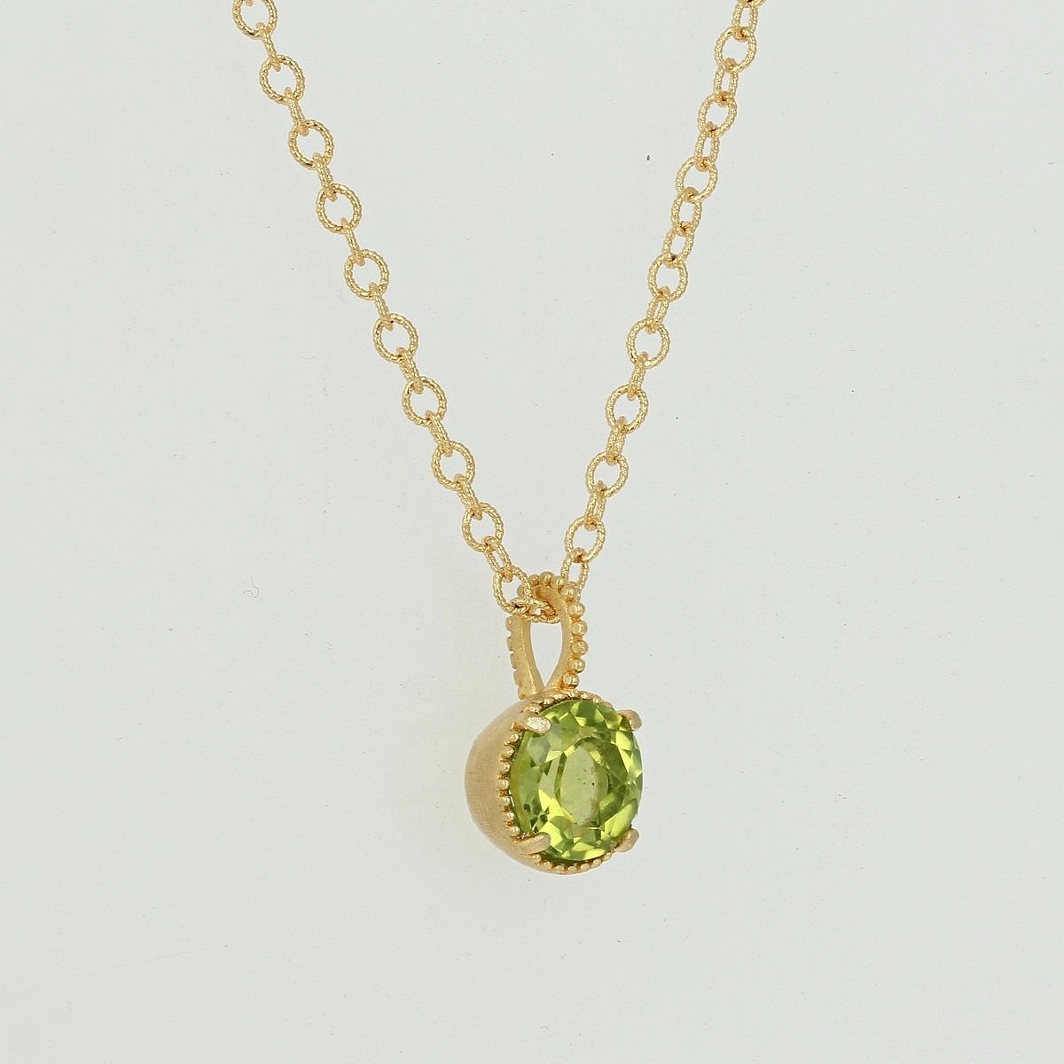 sterling silver gold vermeil round solitaire peridot pendant necklace