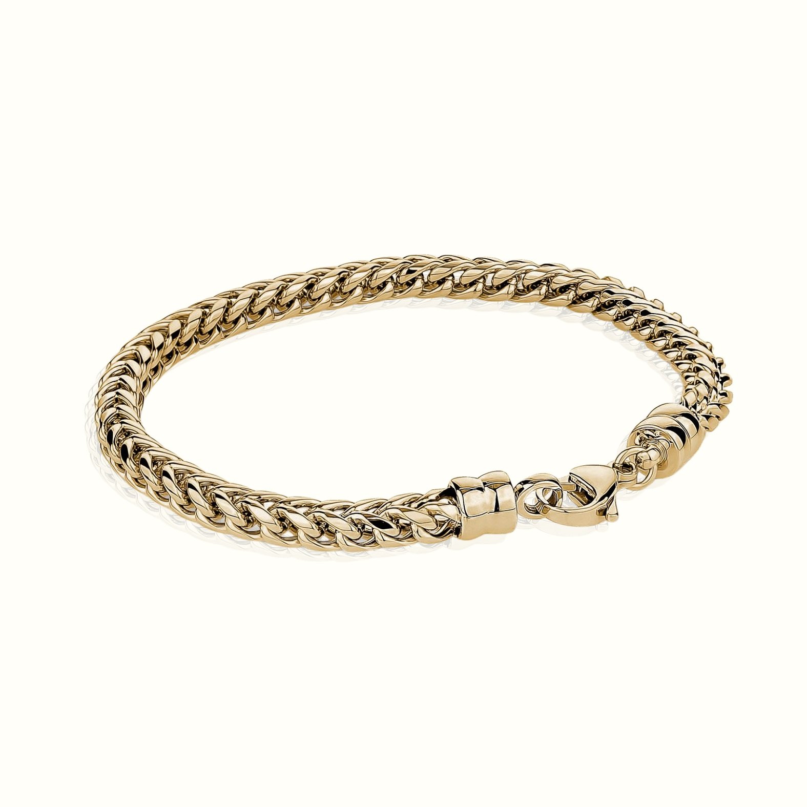 stainless steel gold plated round franco link chain men's bracelet